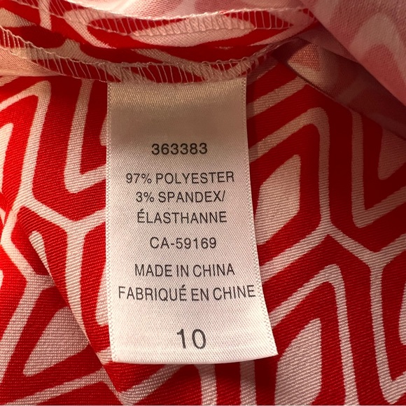 Mario Serrani Red white Geometric Print Midi Sleepless Dress Size 10 - Picture 12 of 15